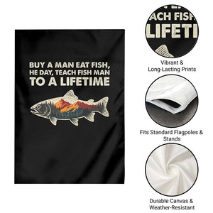 Funny Fishing Meme Garden Flag Vintage Buy A Man Eat Fish Inappropriate TS10 Print Your Wear