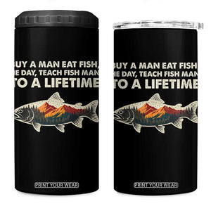 Funny Fishing Meme 4 in 1 Can Cooler Tumbler Vintage Buy A Man Eat Fish Inappropriate TS10 One Size: 16 oz Black Print Your Wear