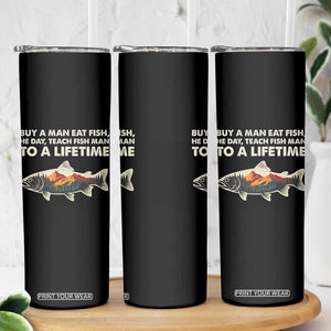 Funny Fishing Meme Skinny Tumbler Vintage Buy A Man Eat Fish Inappropriate TS10 Print Your Wear