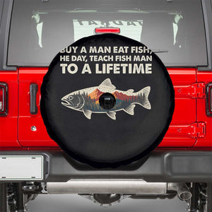Funny Fishing Meme Spare Tire Cover Vintage Buy A Man Eat Fish Inappropriate TS10 Black Print Your Wear