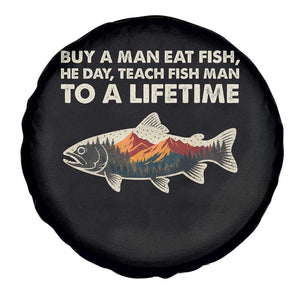 Funny Fishing Meme Spare Tire Cover Vintage Buy A Man Eat Fish Inappropriate TS10 Print Your Wear