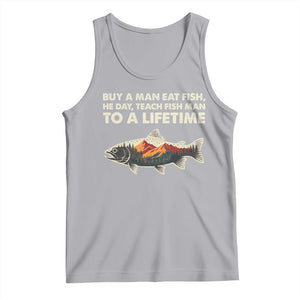 Funny Fishing Meme Tank Top Vintage Buy A Man Eat Fish Inappropriate TS10 Athletic Heather Print Your Wear