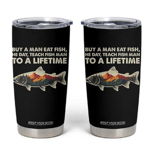 Funny Fishing Meme Tumbler Cup Vintage Buy A Man Eat Fish Inappropriate TS10 Black Print Your Wear