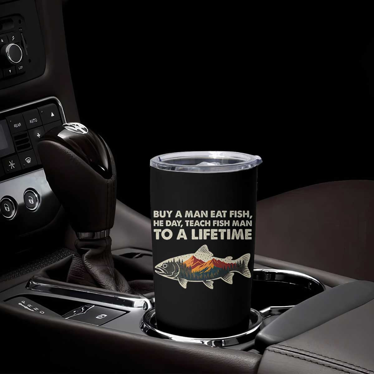 Funny Fishing Meme Tumbler Cup Vintage Buy A Man Eat Fish Inappropriate TS10 Print Your Wear
