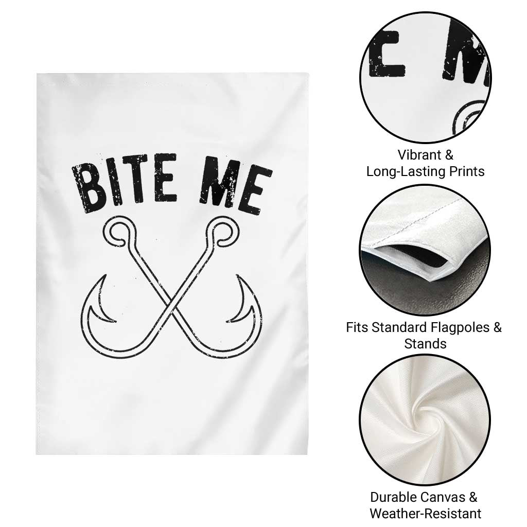 Cool Catchy Angler Garden Flag Retro Bite Me Bass Fishing Fishermen TS10 Print Your Wear
