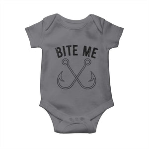 Cool Catchy Angler Baby Onesie Retro Bite Me Bass Fishing Fishermen TS10 Charcoal Print Your Wear