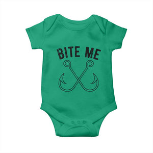 Cool Catchy Angler Baby Onesie Retro Bite Me Bass Fishing Fishermen TS10 Irish Green Print Your Wear