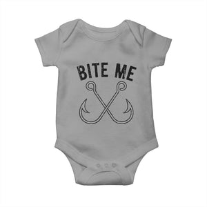 Cool Catchy Angler Baby Onesie Retro Bite Me Bass Fishing Fishermen TS10 Sport Gray Print Your Wear