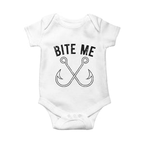 Cool Catchy Angler Baby Onesie Retro Bite Me Bass Fishing Fishermen TS10 White Print Your Wear