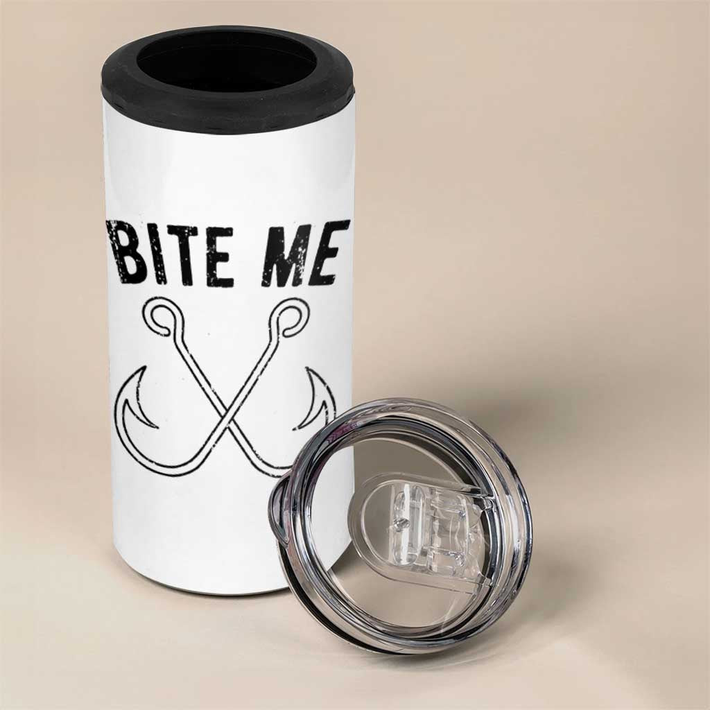 Cool Catchy Angler 4 in 1 Can Cooler Tumbler Retro Bite Me Bass Fishing Fishermen TS10 Print Your Wear