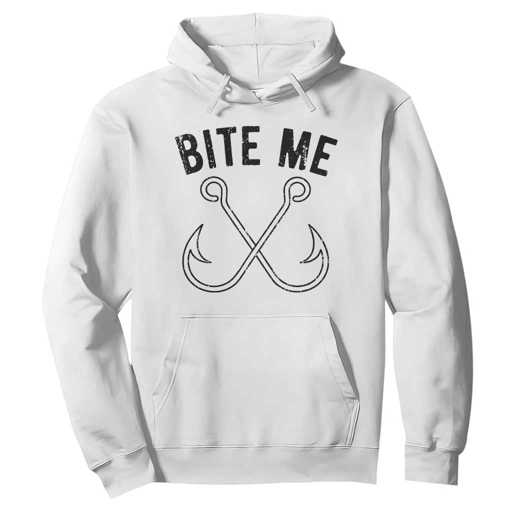 Cool Catchy Angler Hoodie Retro Bite Me Bass Fishing Fishermen TS10 White Print Your Wear