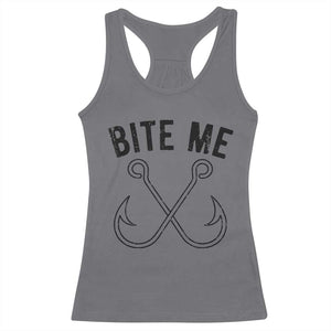 Cool Catchy Angler Racerback Tank Top Retro Bite Me Bass Fishing Fishermen TS10 Charcoal Print Your Wear