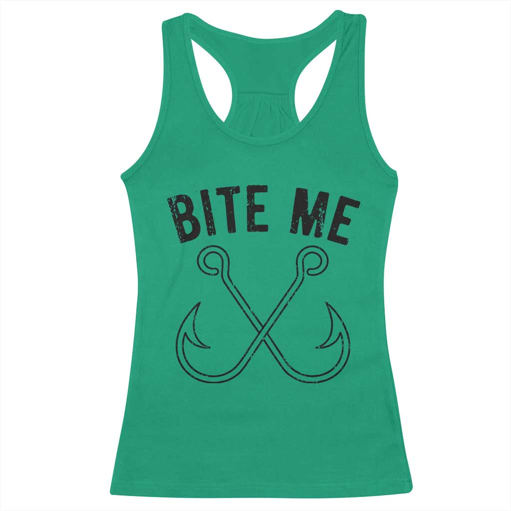 Cool Catchy Angler Racerback Tank Top Retro Bite Me Bass Fishing Fishermen TS10 Irish Green Print Your Wear