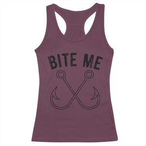 Cool Catchy Angler Racerback Tank Top Retro Bite Me Bass Fishing Fishermen TS10 Maroon Print Your Wear