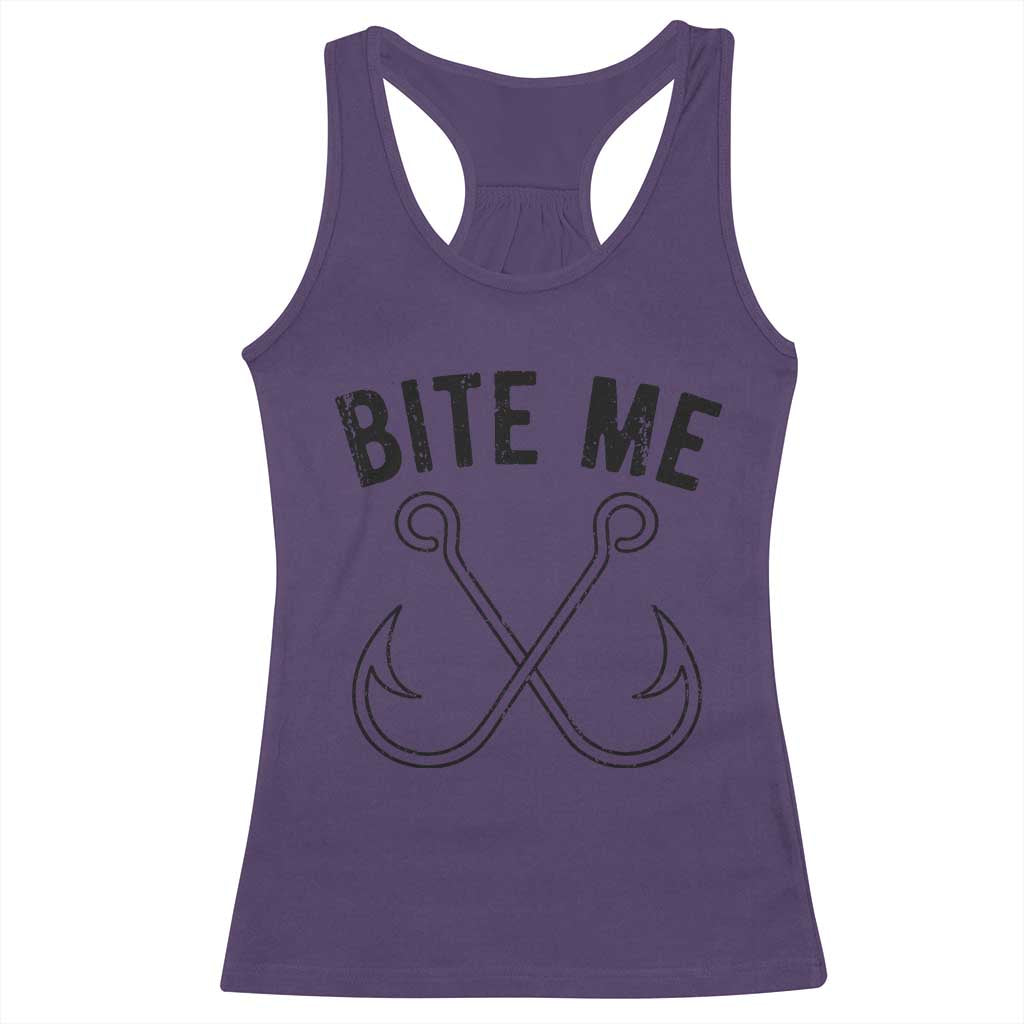 Cool Catchy Angler Racerback Tank Top Retro Bite Me Bass Fishing Fishermen TS10 Purple Print Your Wear