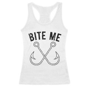 Cool Catchy Angler Racerback Tank Top Retro Bite Me Bass Fishing Fishermen TS10 White Print Your Wear