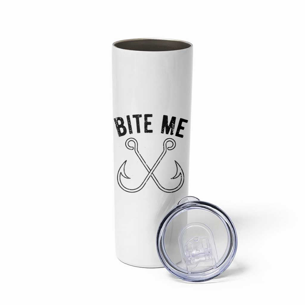 Cool Catchy Angler Skinny Tumbler Retro Bite Me Bass Fishing Fishermen TS10 Print Your Wear