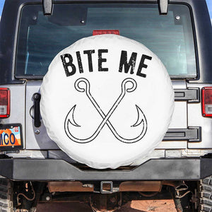 Cool Catchy Angler Spare Tire Cover Retro Bite Me Bass Fishing Fishermen TS10 No hole White Print Your Wear