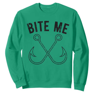 Cool Catchy Angler Sweatshirt Retro Bite Me Bass Fishing Fishermen TS10 Irish Green Print Your Wear