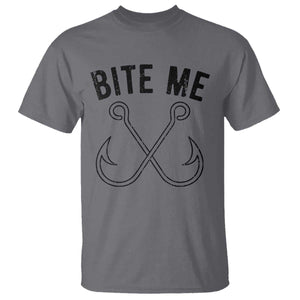 Cool Catchy Angler T Shirt Retro Bite Me Bass Fishing Fishermen TS10 Charcoal Print Your Wear