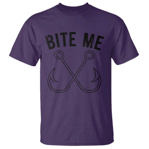 Cool Catchy Angler T Shirt Retro Bite Me Bass Fishing Fishermen TS10 Purple Print Your Wear