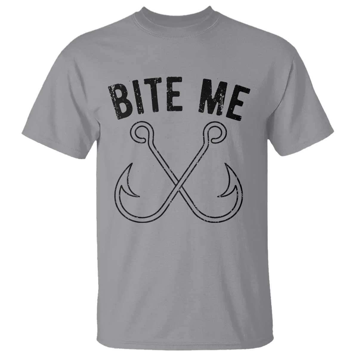Cool Catchy Angler T Shirt Retro Bite Me Bass Fishing Fishermen TS10 Sport Gray Print Your Wear