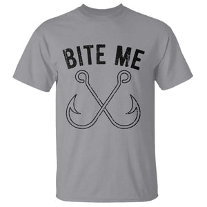 Cool Catchy Angler T Shirt Retro Bite Me Bass Fishing Fishermen TS10 Sport Gray Print Your Wear