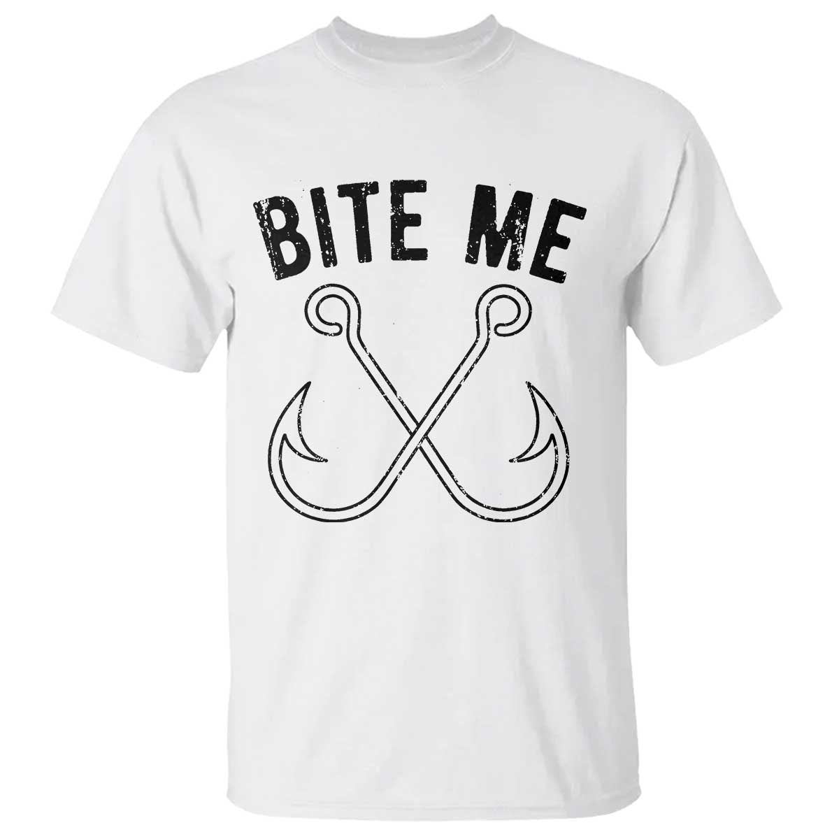 Cool Catchy Angler T Shirt Retro Bite Me Bass Fishing Fishermen TS10 White Print Your Wear