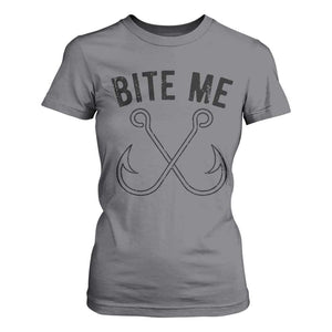 Cool Catchy Angler T Shirt For Women Retro Bite Me Bass Fishing Fishermen TS10 Charcoal Print Your Wear