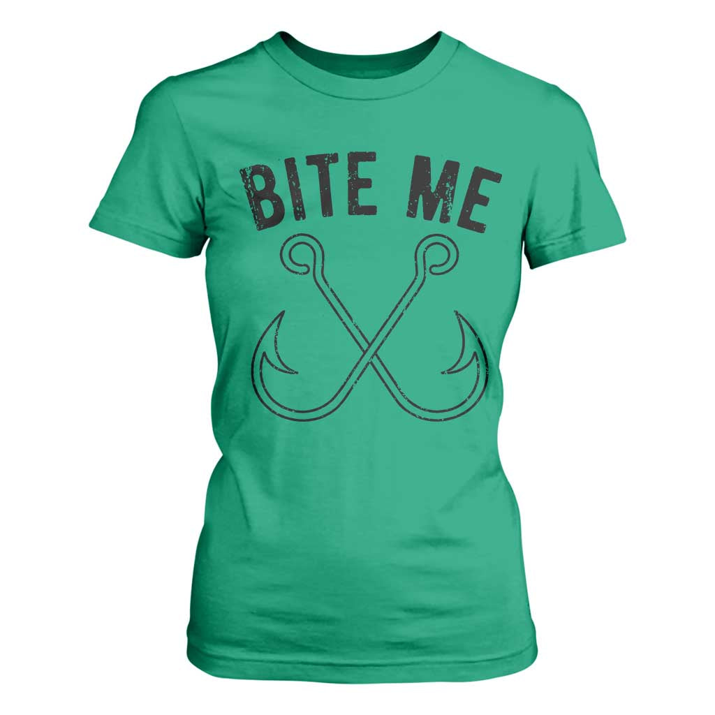 Cool Catchy Angler T Shirt For Women Retro Bite Me Bass Fishing Fishermen TS10 Irish Green Print Your Wear