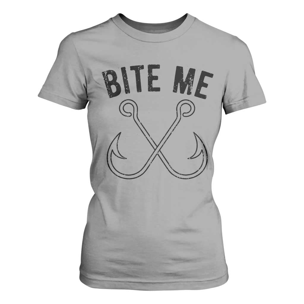 Cool Catchy Angler T Shirt For Women Retro Bite Me Bass Fishing Fishermen TS10 Sport Gray Print Your Wear