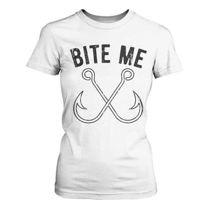 Cool Catchy Angler T Shirt For Women Retro Bite Me Bass Fishing Fishermen TS10 White Print Your Wear