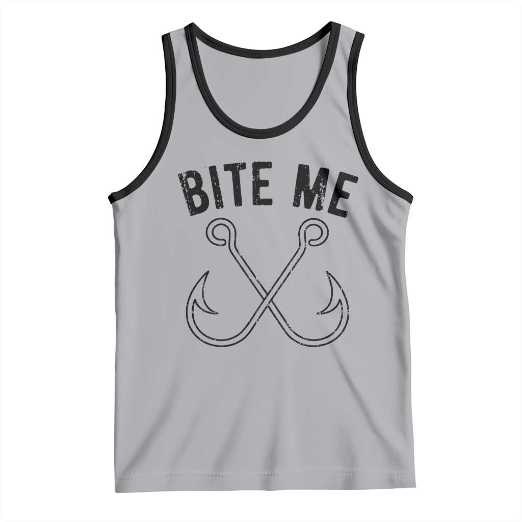 Cool Catchy Angler Tank Top Retro Bite Me Bass Fishing Fishermen TS10 Athletic Heather Black Print Your Wear