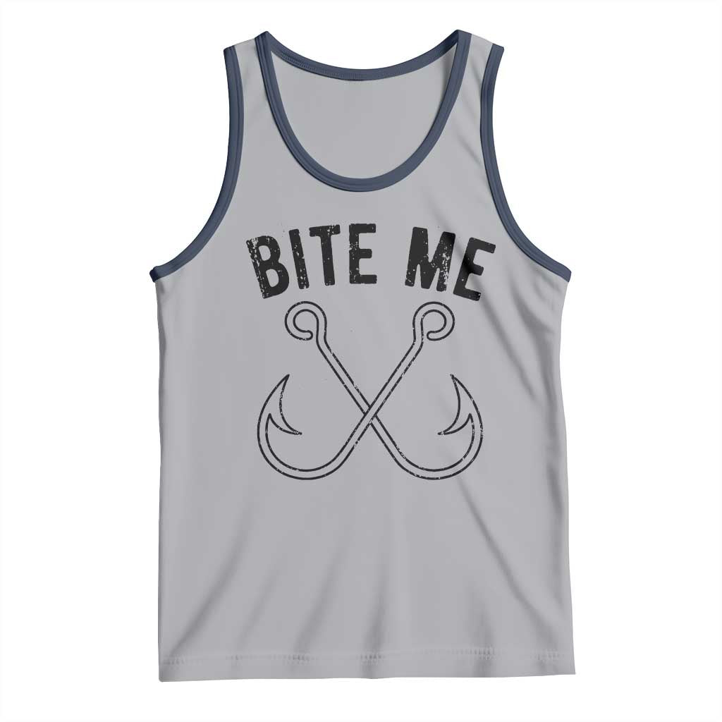 Cool Catchy Angler Tank Top Retro Bite Me Bass Fishing Fishermen TS10 Athletic Heather Navy Print Your Wear