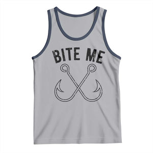 Cool Catchy Angler Tank Top Retro Bite Me Bass Fishing Fishermen TS10 Athletic Heather Navy Print Your Wear
