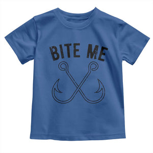 Cool Catchy Angler Toddler T Shirt Retro Bite Me Bass Fishing Fishermen TS10 Royal Blue Print Your Wear