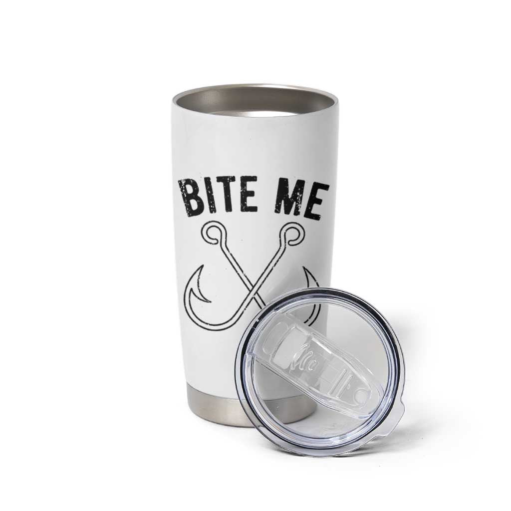 Cool Catchy Angler Tumbler Cup Retro Bite Me Bass Fishing Fishermen TS10 Print Your Wear