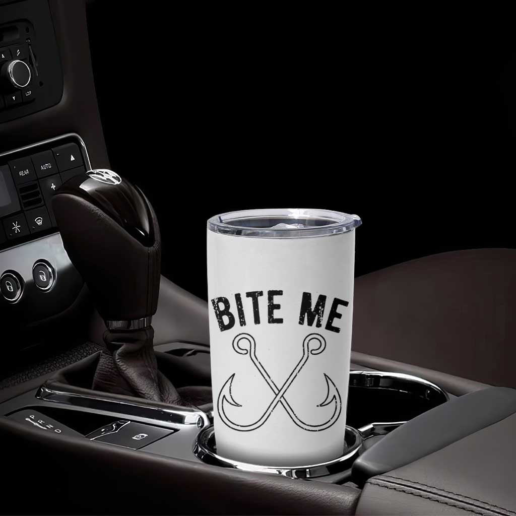 Cool Catchy Angler Tumbler Cup Retro Bite Me Bass Fishing Fishermen TS10 Print Your Wear