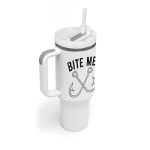 Cool Catchy Angler Tumbler With Handle Retro Bite Me Bass Fishing Fishermen TS10 Print Your Wear