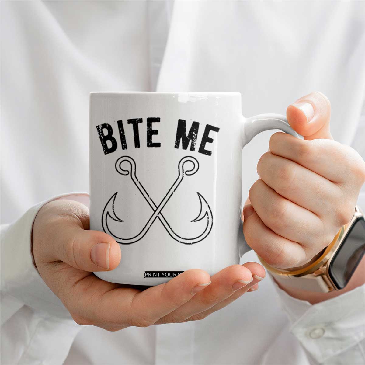 Cool Catchy Angler Coffee Mug Retro Bite Me Bass Fishing Fishermen TS10 Print Your Wear