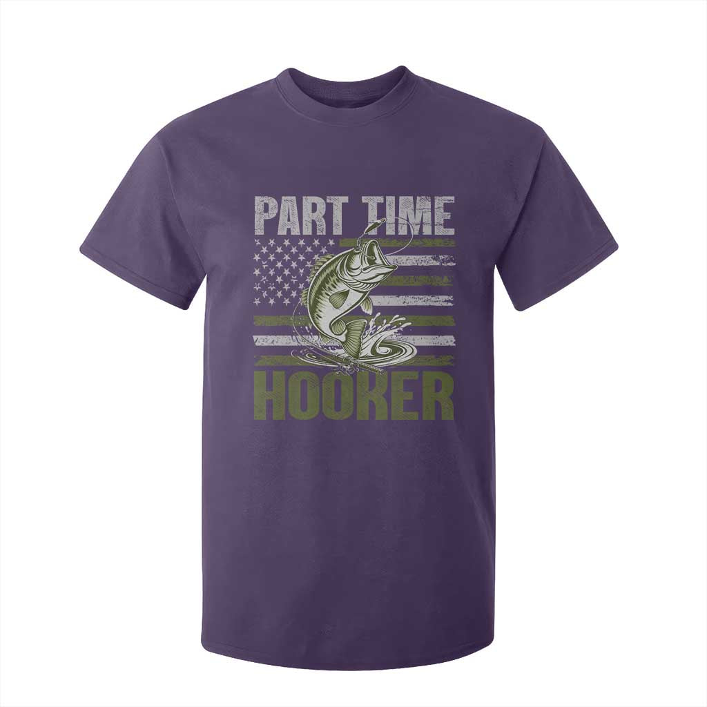 Part Time Hooker T Shirt For Kid Funny Fishing Patriotic US Flag Fisherman TS10 Purple Print Your Wear