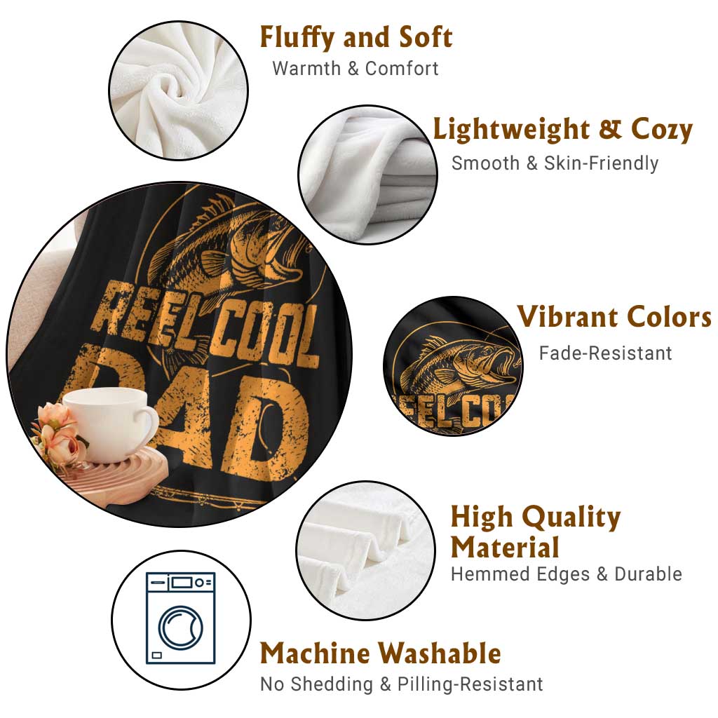 Reel Cool Dad Throw Blanket Funny Fishing Fisherman Fathers Day TS10 Print Your Wear