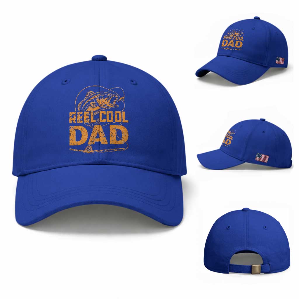 Reel Cool Dad Baseball Cap Funny Fishing Fisherman Fathers Day TS10 Baseball Cap Universal Fit Royal Blue Print Your Wear
