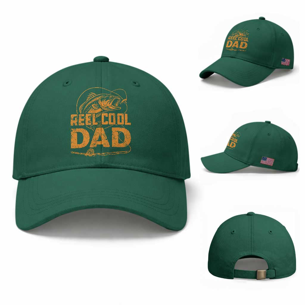Reel Cool Dad Baseball Cap Funny Fishing Fisherman Fathers Day TS10 Baseball Cap Universal Fit Irish Green Print Your Wear