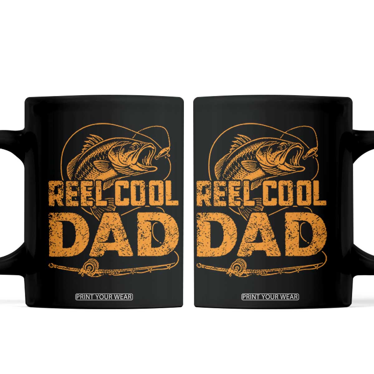 Reel Cool Dad Coffee Mug Funny Fishing Fisherman Fathers Day TS10 Black Print Your Wear