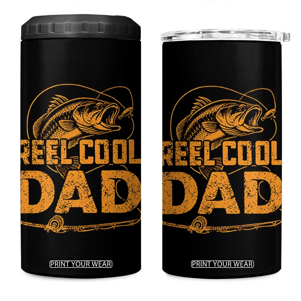 Reel Cool Dad 4 in 1 Can Cooler Tumbler Funny Fishing Fisherman Fathers Day TS10 One Size: 16 oz Black Print Your Wear