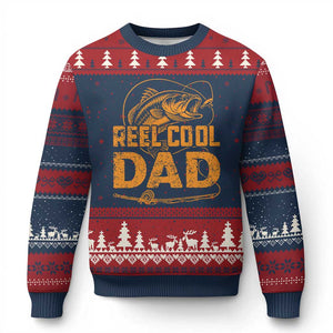Reel Cool Dad Ugly Christmas Sweater Funny Fishing Fisherman Fathers Day TS10 Navy Red Print Your Wear