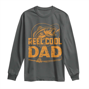 Reel Cool Dad Long Sleeve Shirt Funny Fishing Fisherman Fathers Day TS10 Dark Heather Print Your Wear