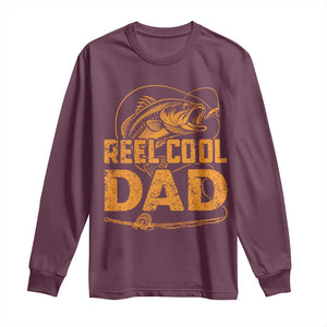 Reel Cool Dad Long Sleeve Shirt Funny Fishing Fisherman Fathers Day TS10 Maroon Print Your Wear