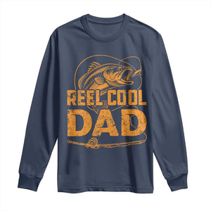 Reel Cool Dad Long Sleeve Shirt Funny Fishing Fisherman Fathers Day TS10 Navy Print Your Wear